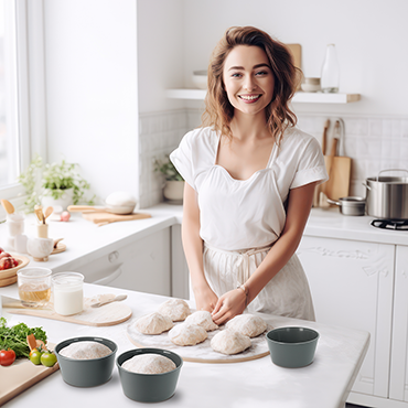 Produktfoto: Vorbereitung von portioniertem Pizzateig