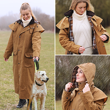 Fashion_Foto für die Präsentation eines gewachsten Allwettermantels